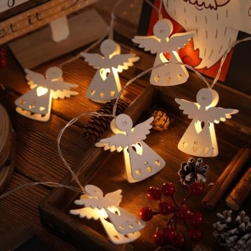 Corrente de Natal LED 10xLED/2xAA/branco quente 2m anjos