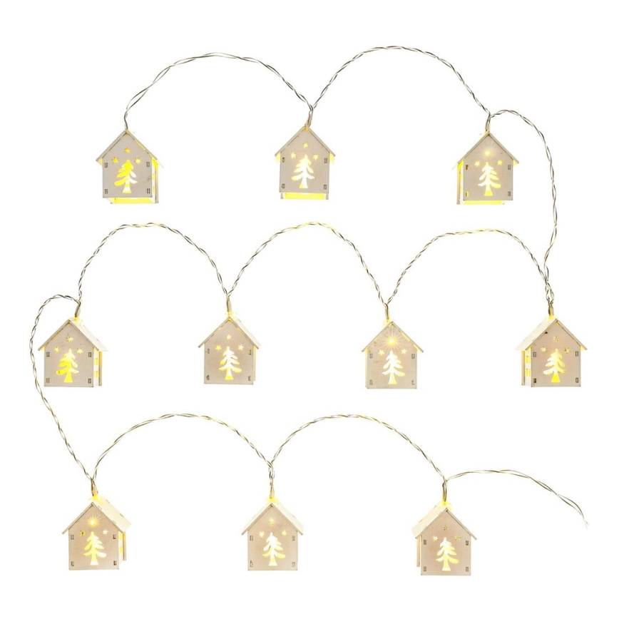Corrente de Natal LED 10xLED/2xAAA 2,3m branco quente