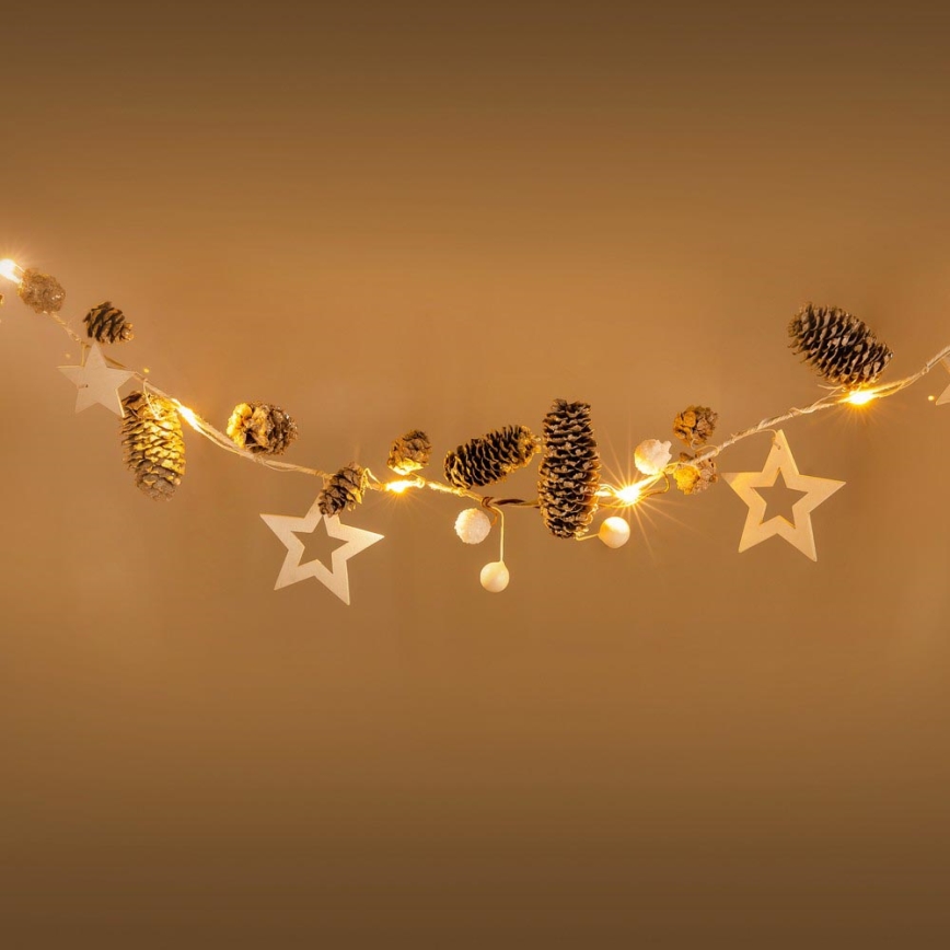 Corrente de Natal LED 10xLED/3xAA 2,5m branco quente