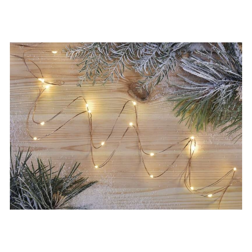 Corrente de Natal LED 20xLED/2,4m branco quente