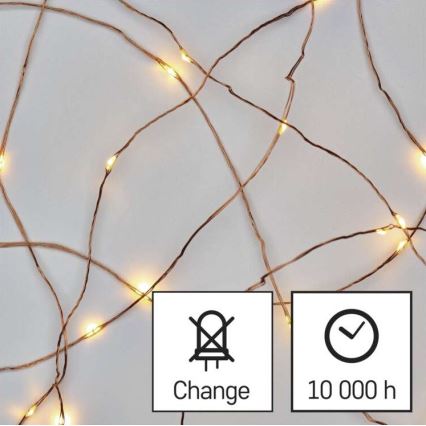 Corrente de Natal LED 20xLED/2,4m branco quente