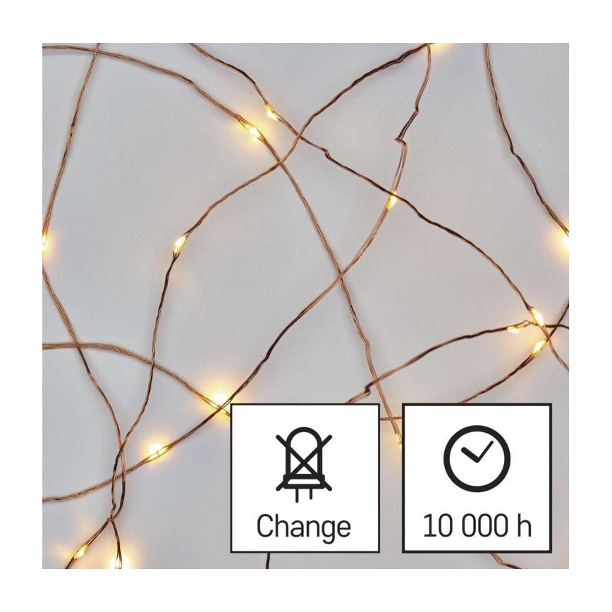 Corrente de Natal LED 20xLED/2,4m branco quente