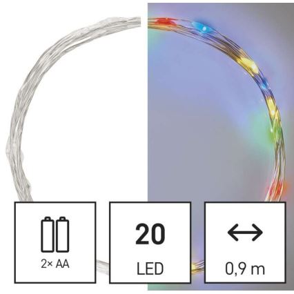 Corrente de Natal LED 20xLED/2,4m multicolor