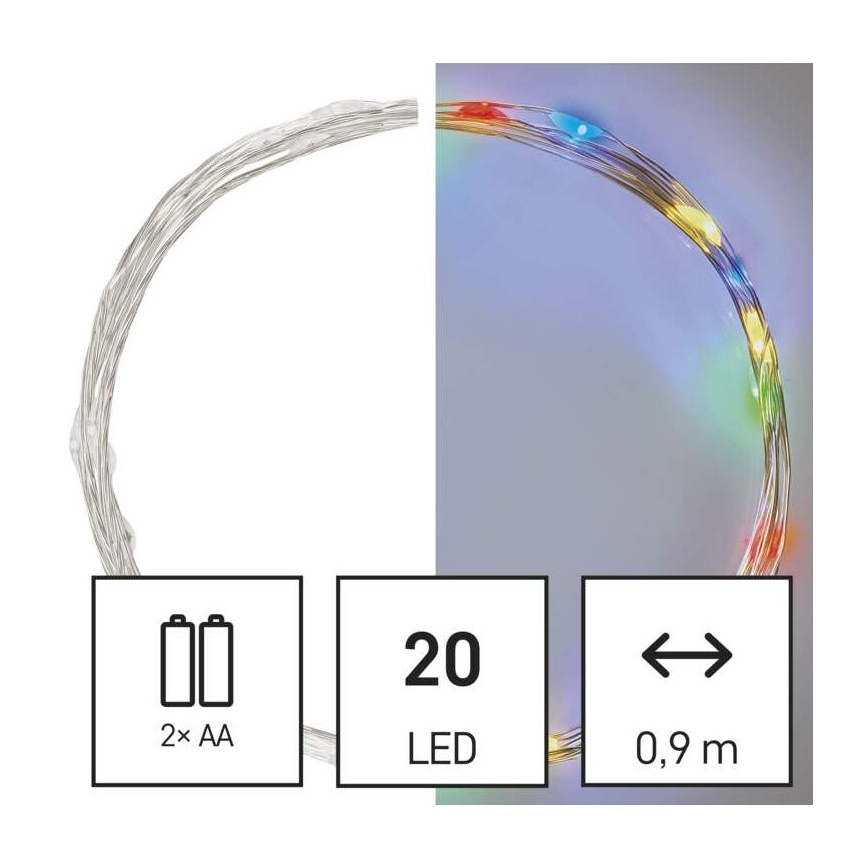Corrente de Natal LED 20xLED/2,4m multicolor