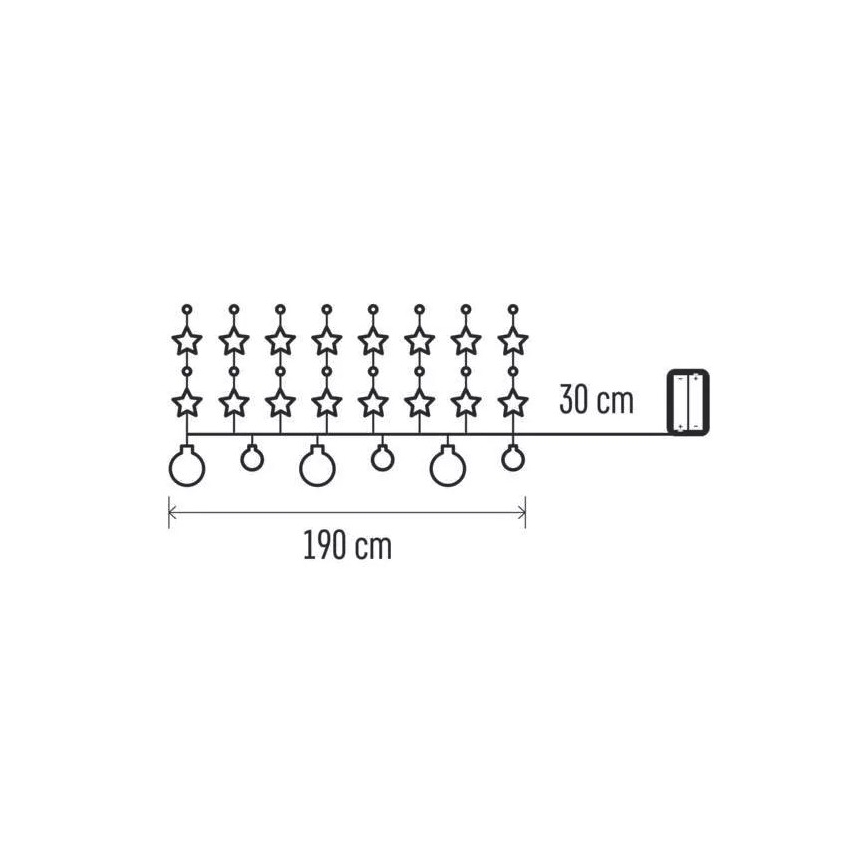 Corrente de Natal LED 20xLED/2xAA 2,2 m branco quente