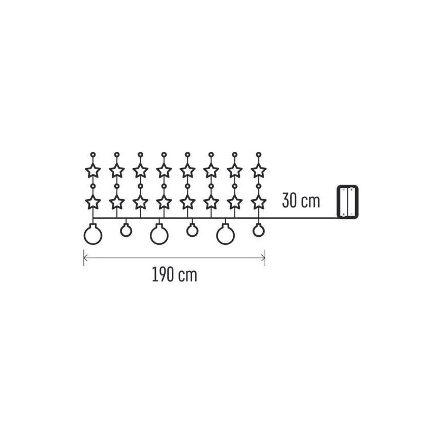Corrente de Natal LED 20xLED/2xAA 2,2 m branco quente