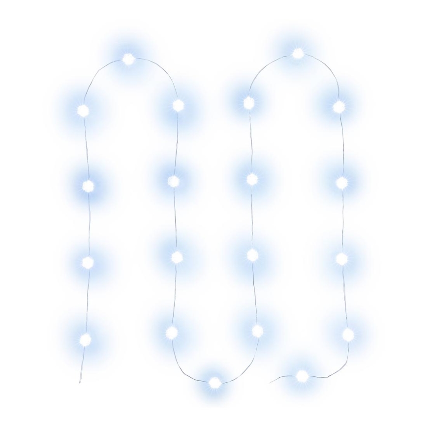 Corrente de Natal LED 20xLED/2xAA 2,3m branco frio