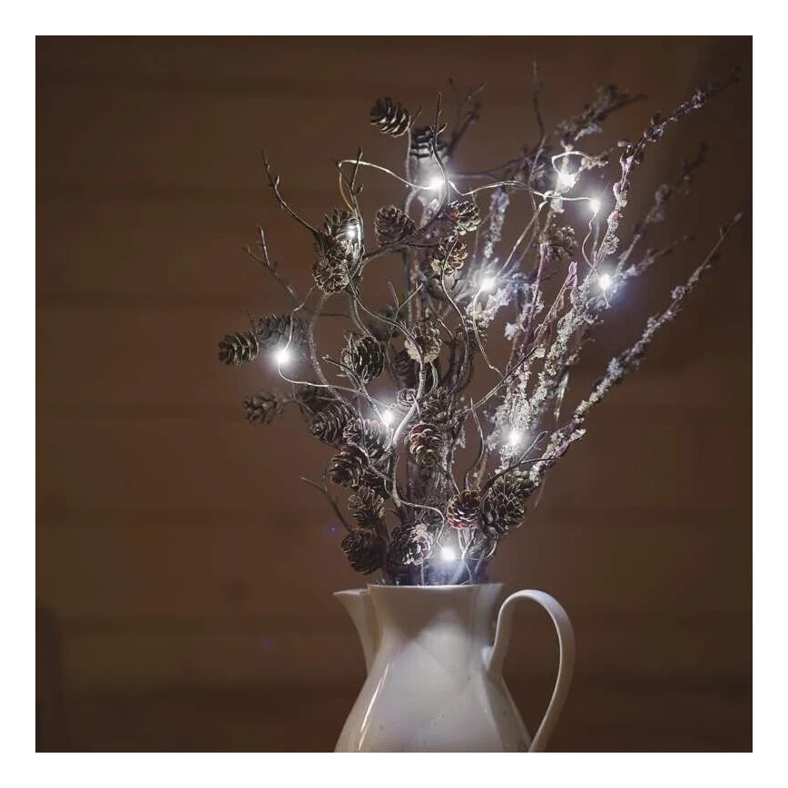 Corrente de Natal LED 20xLED/2xAA 2,4m branco frio