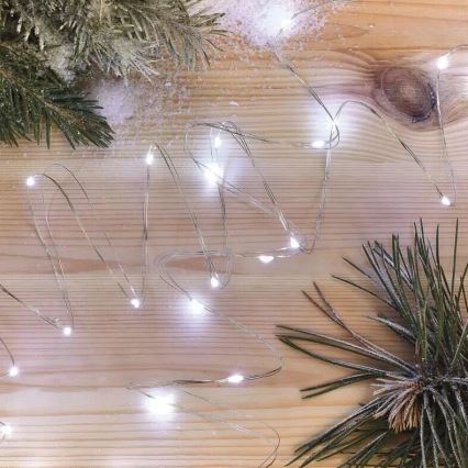Corrente de Natal LED 20xLED/2xAA 2,4m branco frio