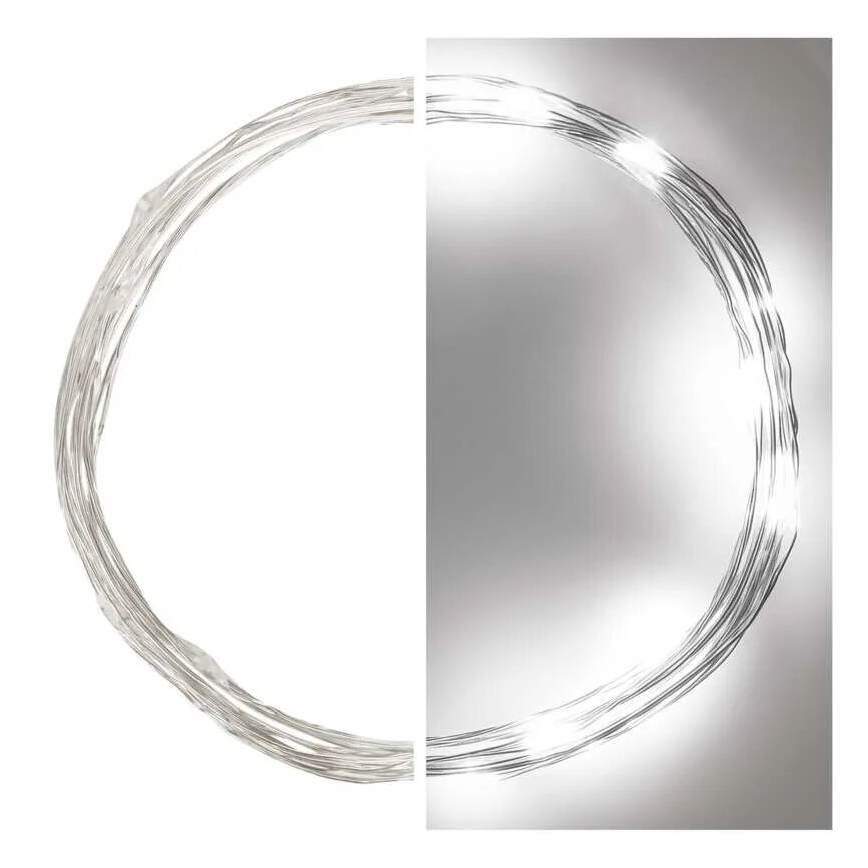 Corrente de Natal LED 20xLED/2xAA 2,4m branco frio