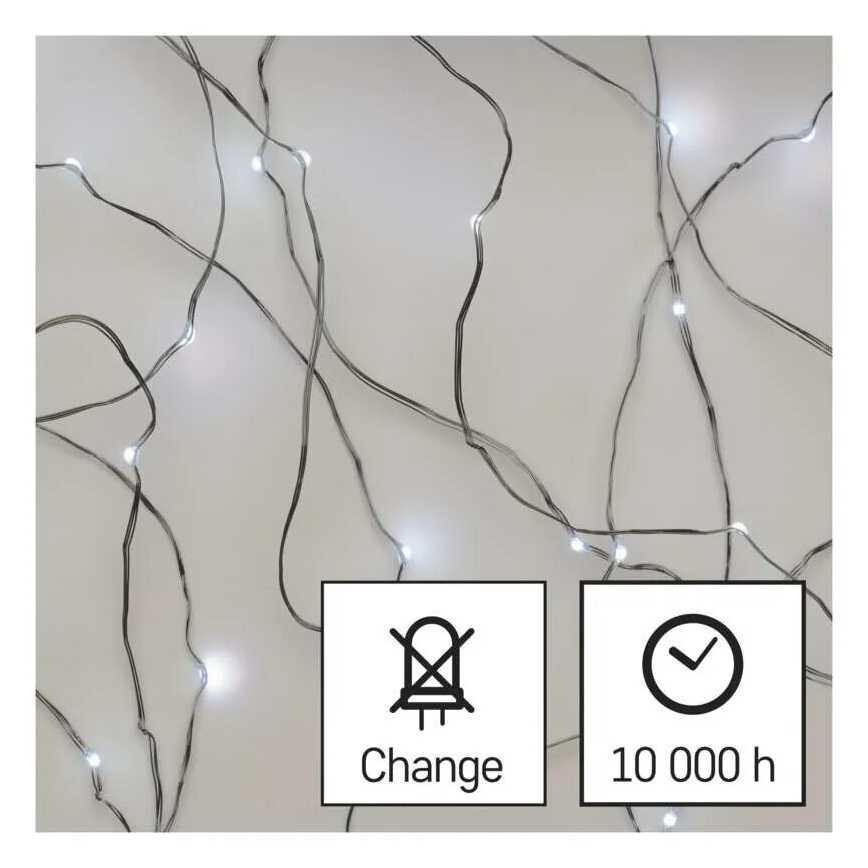 Corrente de Natal LED 20xLED/2xAA 2,4m branco frio