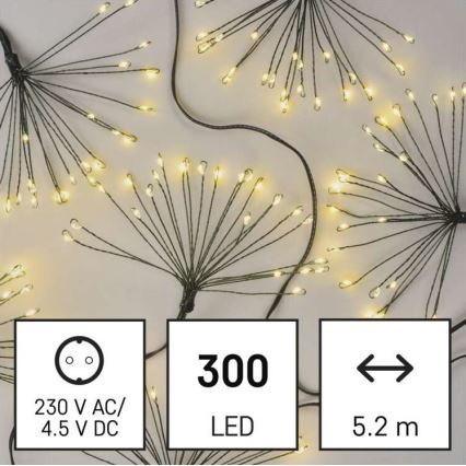Corrente de Natal LED 300xLED/8,2m branco quente