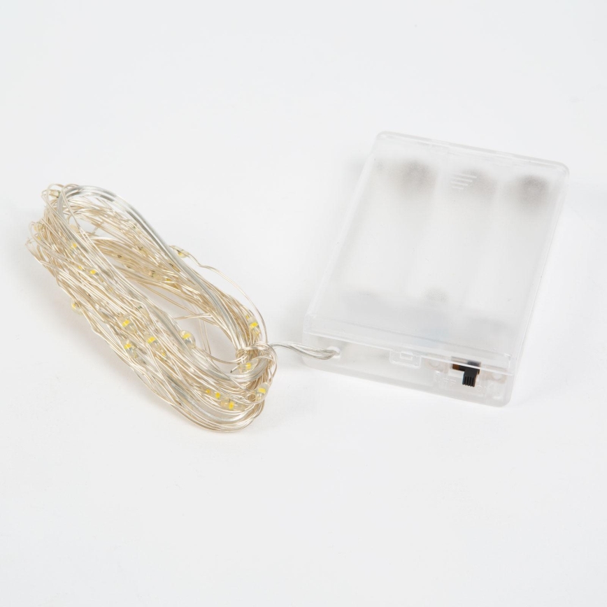 Corrente de Natal LED 50xLED/3xAA 5,25m branco frio