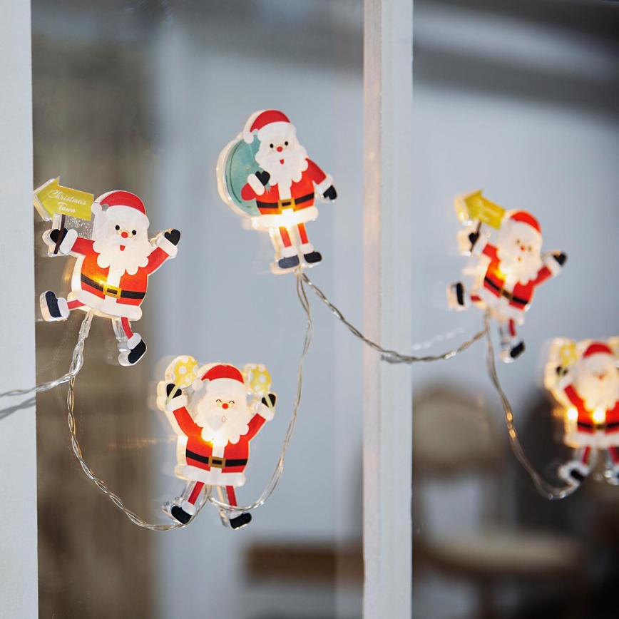 Corrente de Natal LED com chávenas de sucção 6xLED/2xAA 1,2m branco quente Pai Natal