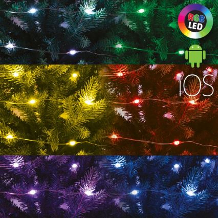 Corrente de Natal RGB LED regulável 100xLED/29 funções 10,4m