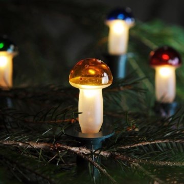 Corrente de Natal TOADSTOOL 12xE10 10,7m branco quente Fabricado na Europa