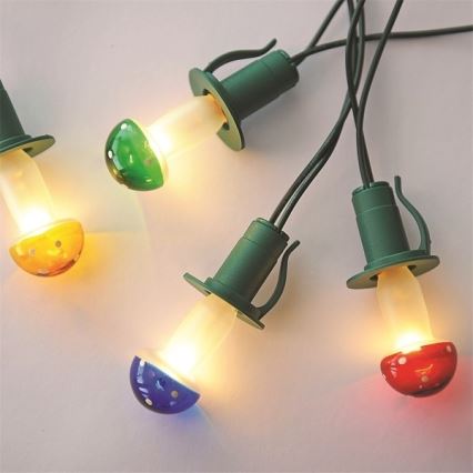 Corrente de Natal TOADSTOOL 12xE10 10,7m branco quente Fabricado na Europa