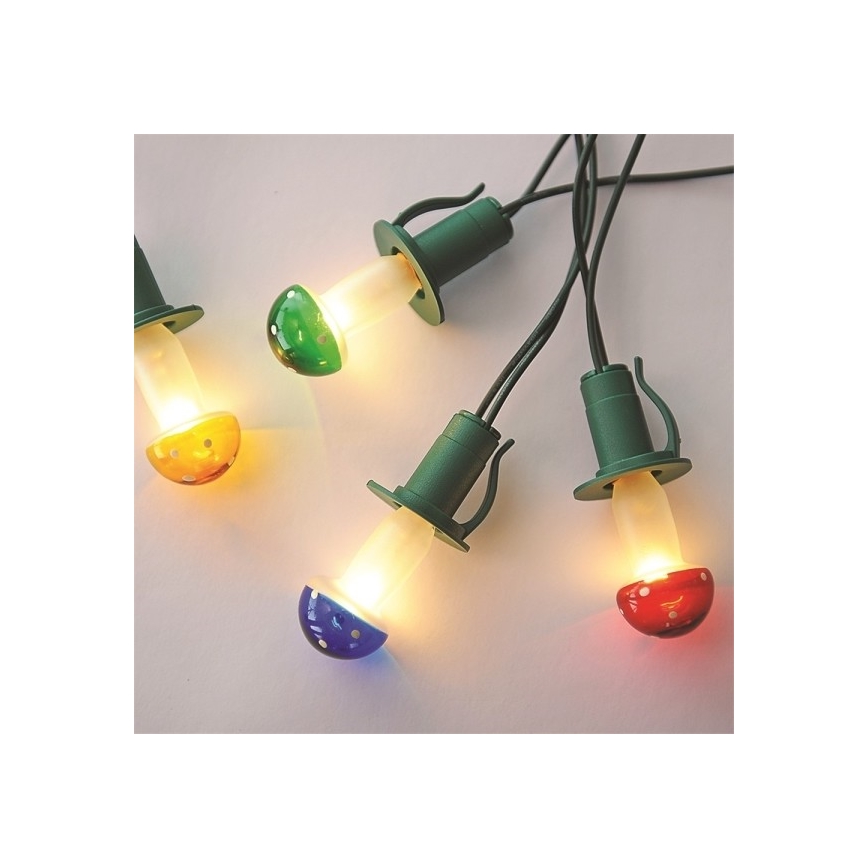 Corrente de Natal TOADSTOOL 12xE10 10,7m branco quente Fabricado na Europa
