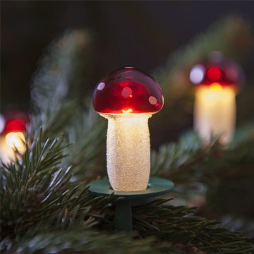 Corrente de Natal TOADSTOOL 12xE10/10,7m vermelho Fabricado na Europa