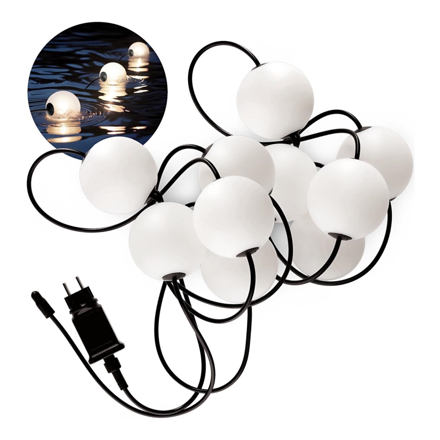Corrente decorativa exterior LED 10xLED/0,8W/230V IP67 2500K 7,7 m