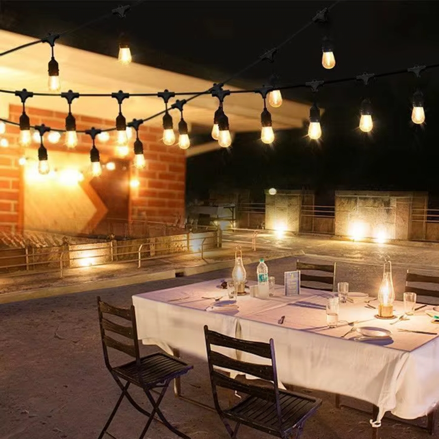 Corrente decorativa exterior LED 20xE27/1W/230V 10 m IP65 preto