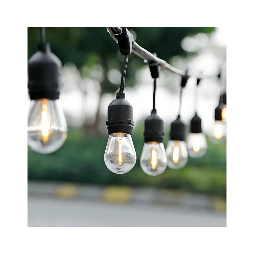 Corrente decorativa exterior LED 20xE27/1W/230V 10 m IP65 preto