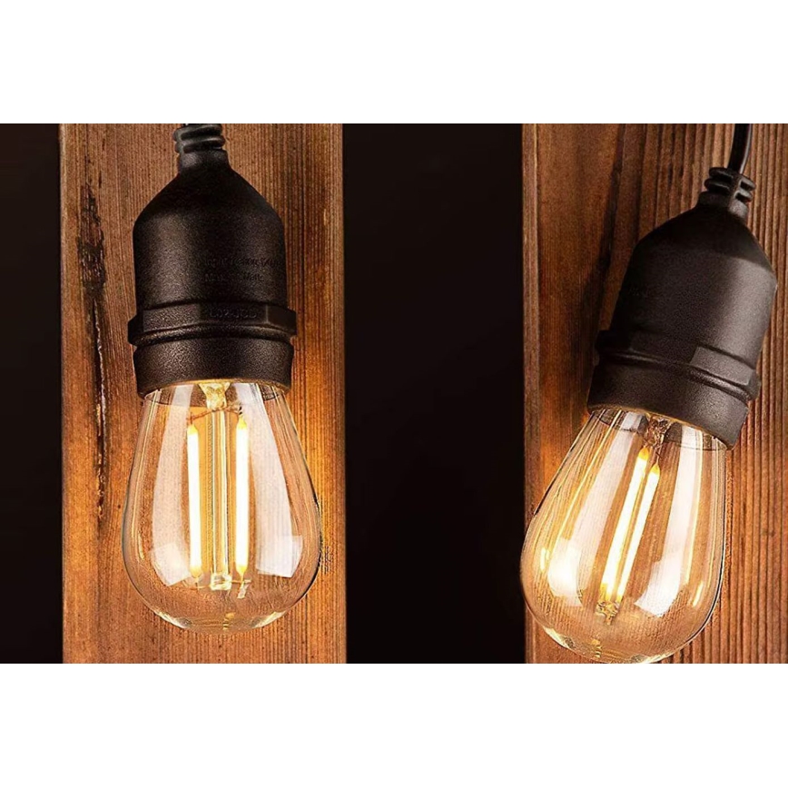 Corrente decorativa exterior LED 20xE27/1W/230V 10 m IP65 preto