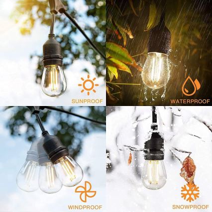 Corrente decorativa exterior LED 20xE27/1W/230V 10 m IP65 preto