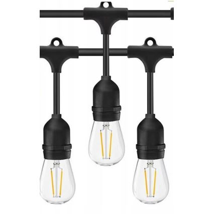 Corrente decorativa exterior LED 20xE27/1W/230V 10 m IP65 preto