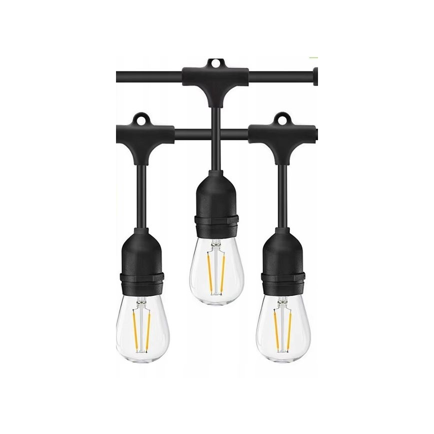 Corrente decorativa exterior LED 20xE27/1W/230V 10 m IP65 preto