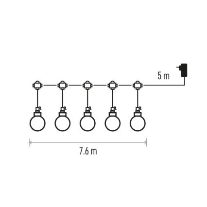 Corrente decorativa exterior LED 20xLED/12,6m IP44 branco quente