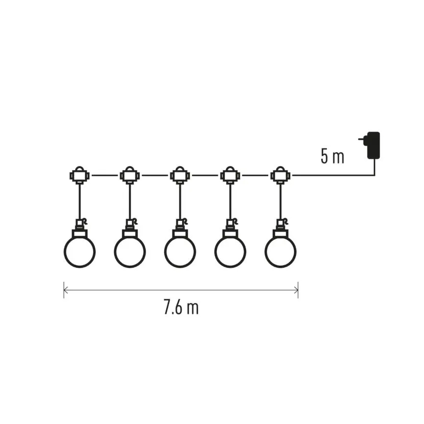 Corrente decorativa exterior LED 20xLED/12,6m IP44 branco quente