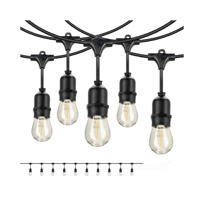 Corrente decorativa exterior LED BAJA ST64 10xE27/1W/230V 10,9m IP44 branco quente