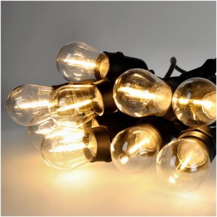 Corrente decorativa exterior LED BAJA ST64 10xE27/1W/230V 10,9m IP44 branco quente