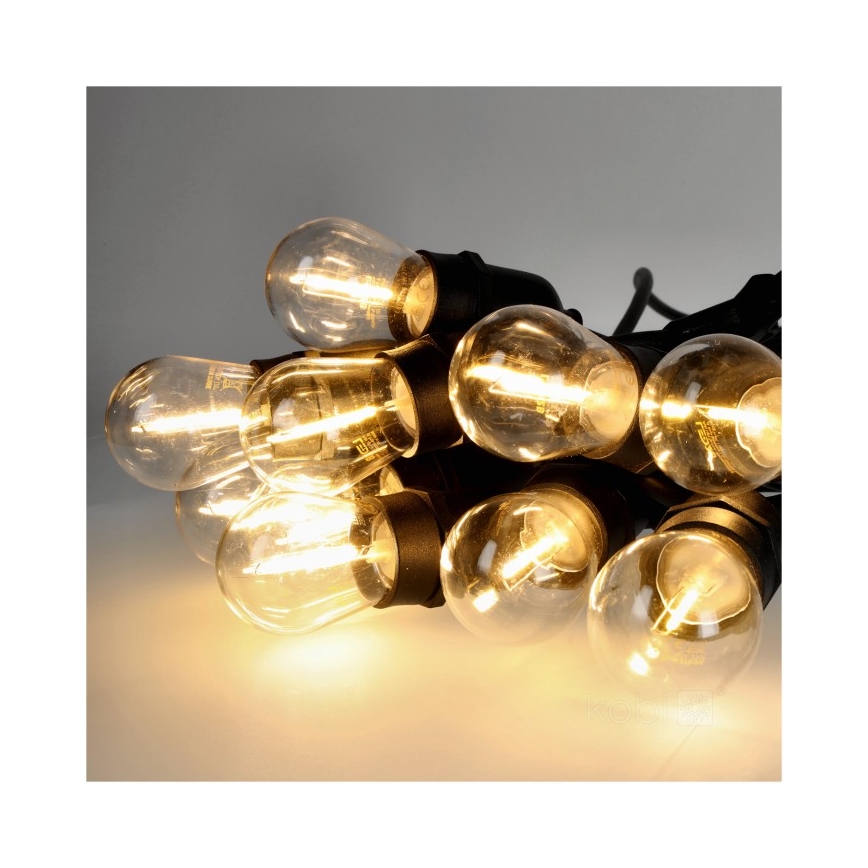 Corrente decorativa exterior LED BAJA ST64 10xE27/1W/230V 10,9m IP44 branco quente
