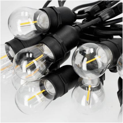 Corrente decorativa exterior LED BAJA ST64 10xE27/1W/230V 10,9m IP44 branco quente