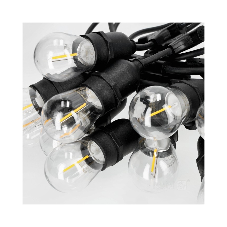Corrente decorativa exterior LED BAJA ST64 10xE27/1W/230V 10,9m IP44 branco quente