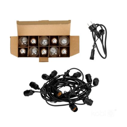 Corrente decorativa exterior LED BAJA ST64 10xE27/1W/230V 10,9m IP44 branco quente