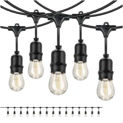 Corrente decorativa exterior LED BAJA ST64 15xE27/1W/230V 15,9m IP44 branco quente