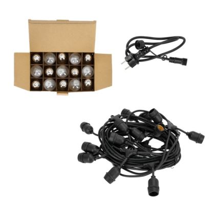 Corrente decorativa exterior LED BAJA ST64 15xE27/1W/230V 15,9m IP44 branco quente