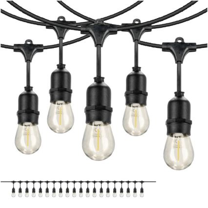 Corrente decorativa exterior LED BAJA ST64 20xE27/1W/230V 10,9m IP44 branco quente