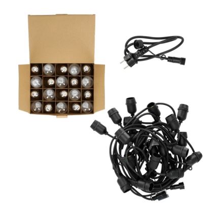 Corrente decorativa exterior LED BAJA ST64 20xE27/1W/230V 10,9m IP44 branco quente