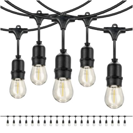 Corrente decorativa exterior LED BAJA ST64 20xE27/1W/230V 20,9m IP44 branco quente