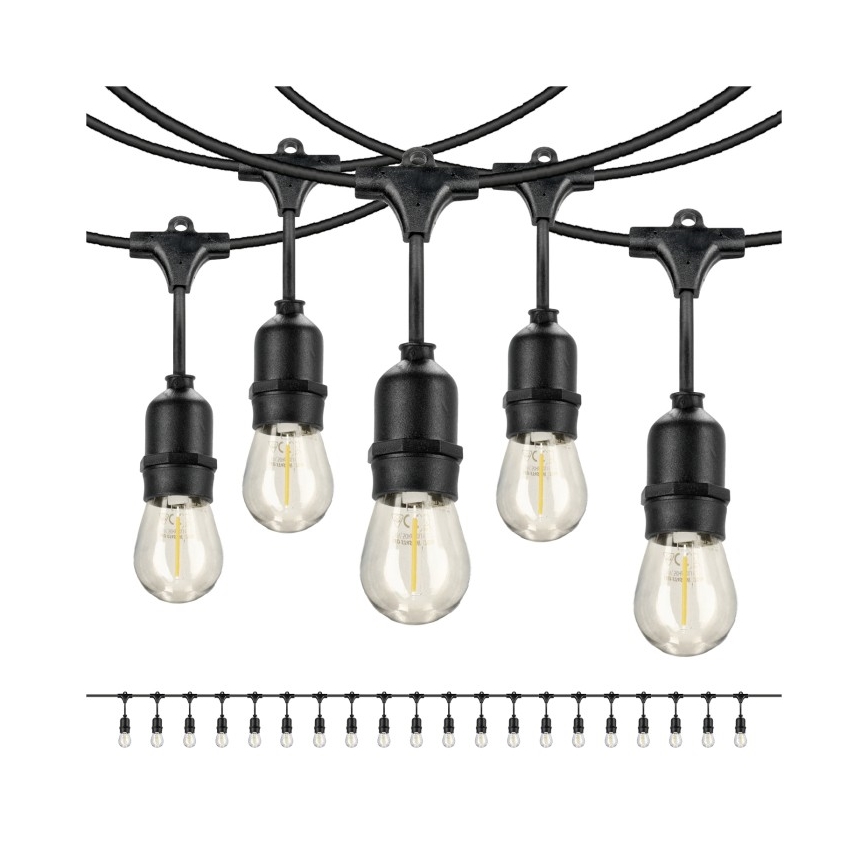 Corrente decorativa exterior LED BAJA ST64 20xE27/1W/230V 20,9m IP44 branco quente