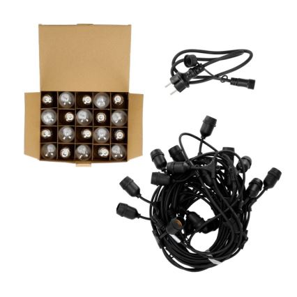 Corrente decorativa exterior LED BAJA ST64 20xE27/1W/230V 20,9m IP44 branco quente