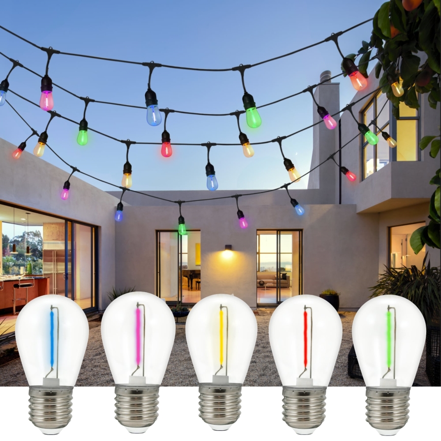 Corrente decorativa exterior LED PARTY NEON 7,6 m 10xE27/0,6W/36V IP44