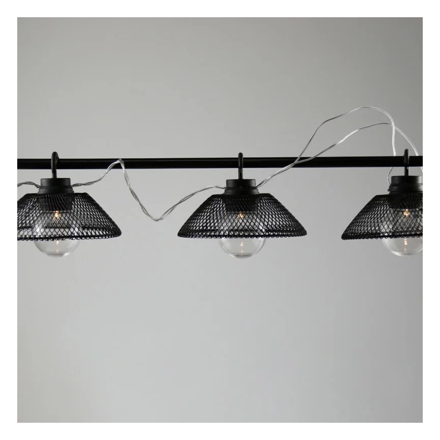 Corrente decorativa LED ASTRA 10xLED/2xAA 2,1 m preto