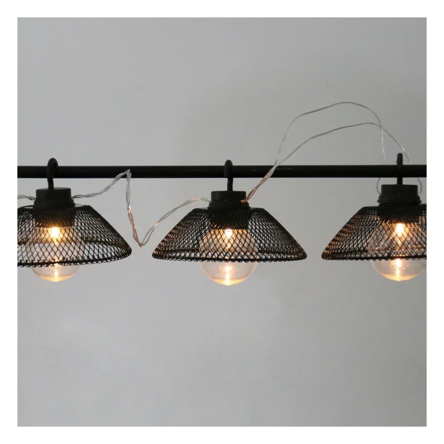 Corrente decorativa LED ASTRA 10xLED/2xAA 2,1 m preto