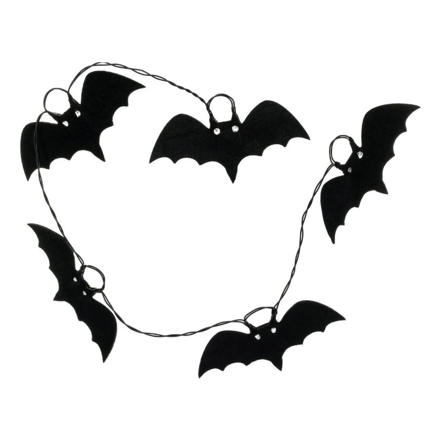 Corrente decorativa LED HALLOWEEN 10xLED/2xAA/branco quente 1,3m morcegos