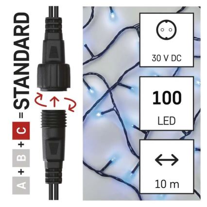 Corrente exterior de Natal LED 100xLED/10m IP44 azul